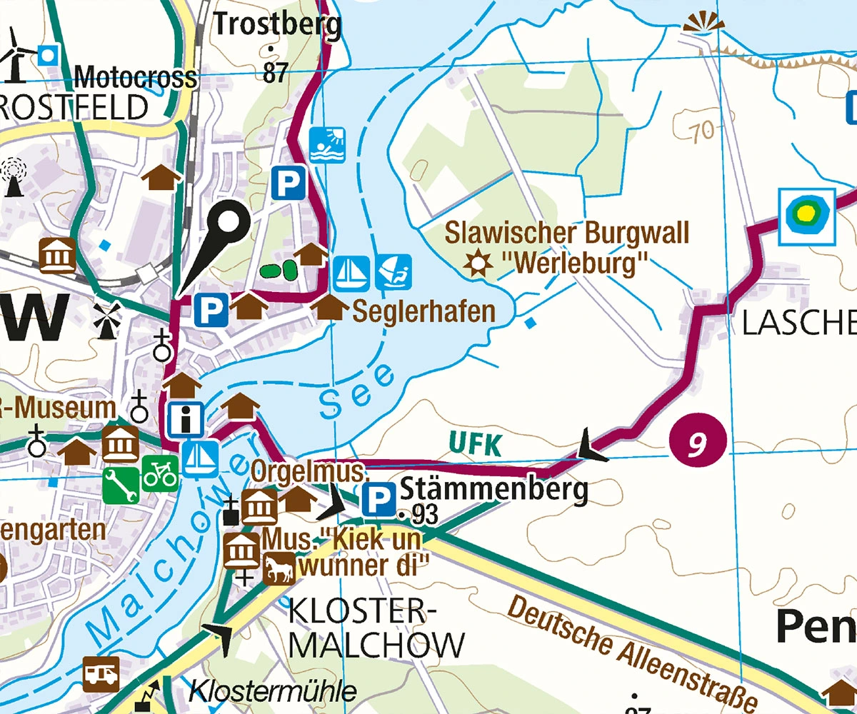 Fahrradkarte 1:70'000, Mecklenburgische Seenplatte