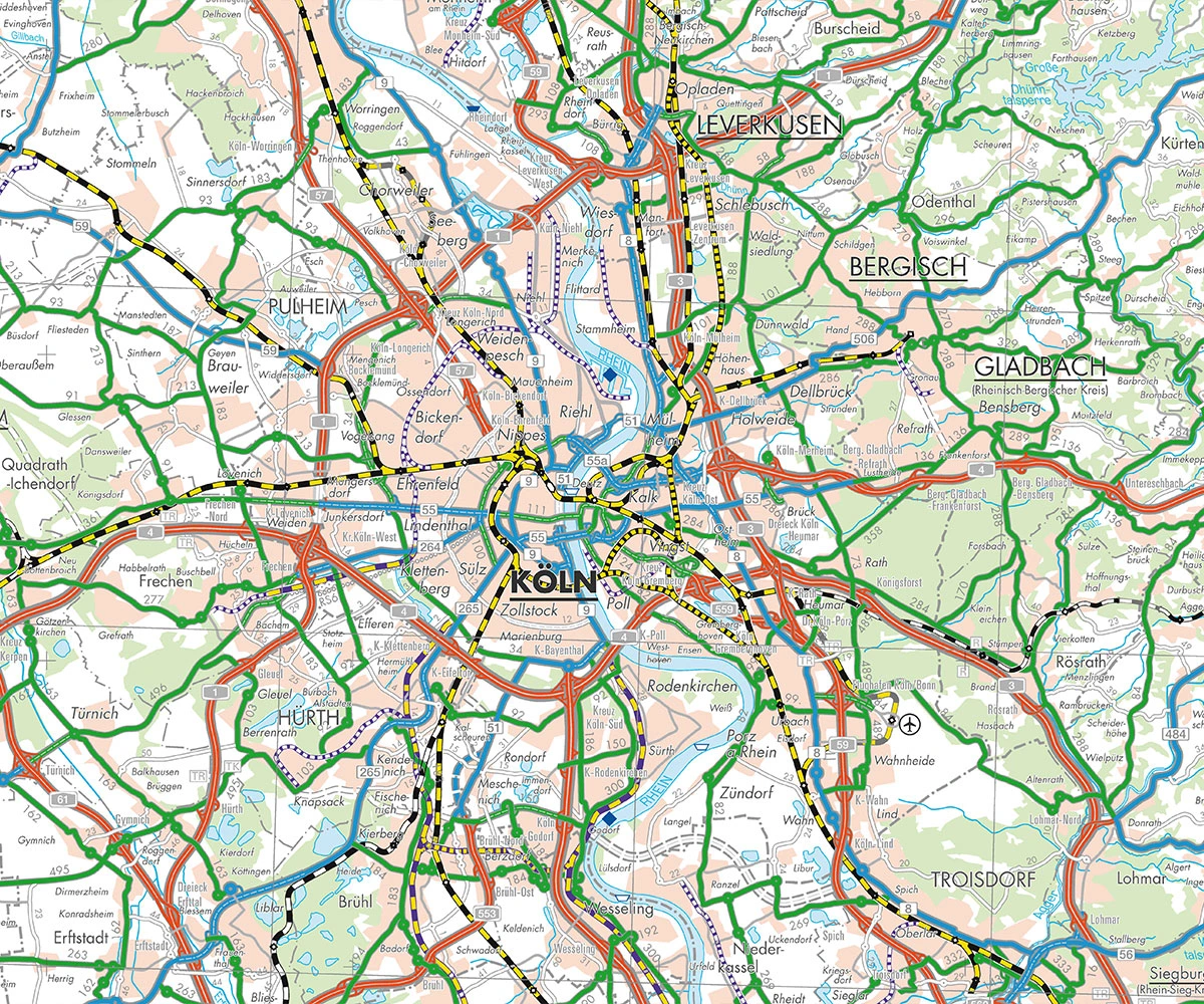 Verkehrsinfrastrukturkarte 1:250'000, Nordrhein-Westfalen