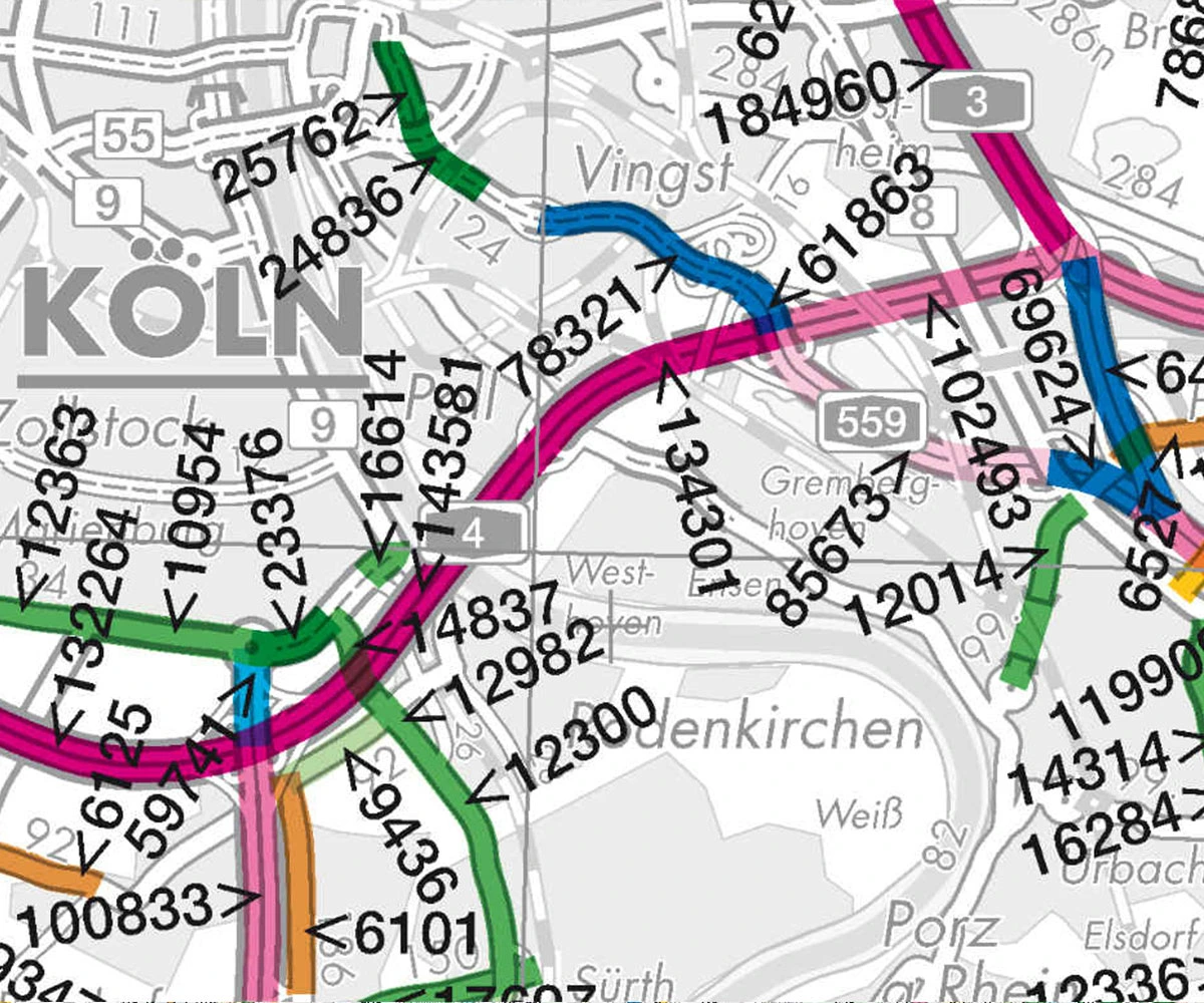 Verkehrsstärkenkarte 1:180'000, Nordrhein-Westfalen